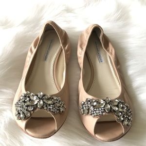 VERA WANG Lavender Luna Taupe Peep Toe Ballet Flat
